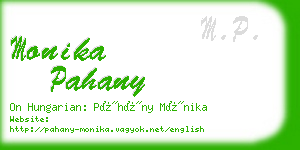 monika pahany business card